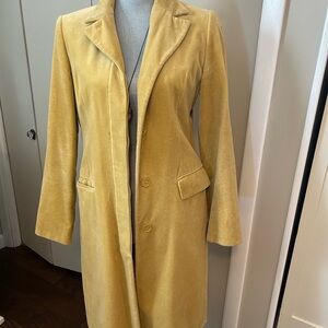 Vintage Benetton "Made in Italy" Velveteen Long Coat - Mustard Yellow/Camel